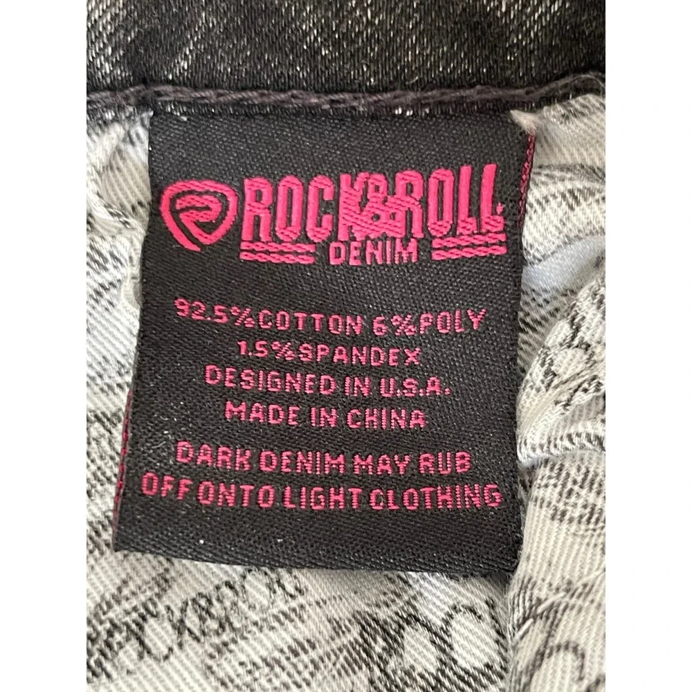 Rock & Roll Denim Bell Bottom Jeans Womens 26 Black Excellent High Rise Flare - Picture 6 of 15